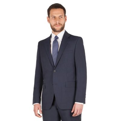 Jeff Banks Jeff Banks Blue tonal check 2 button front regular fit luxury suit jacket
